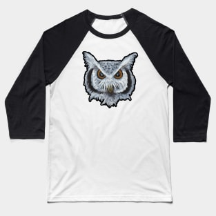 Monochromatic Horned Owl in Acrylic Baseball T-Shirt